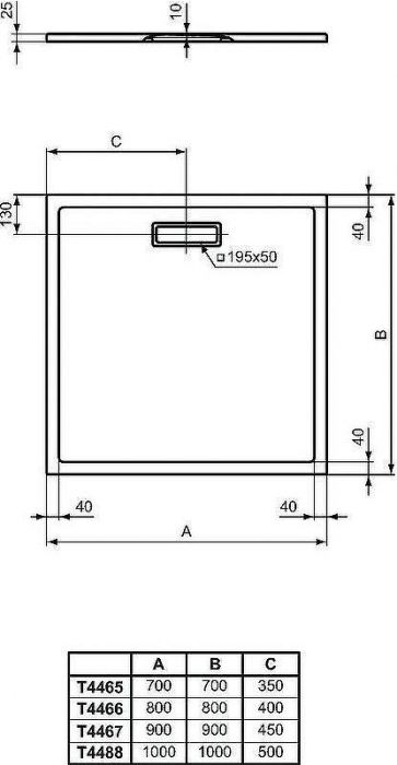 Акриловый поддон для душа Ideal Standard Ultraflat New 90х90 T446701 Белый