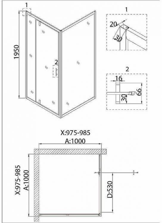 Душевой уголок Niagara Nova 100х100 NG-63-10A-A100 профиль Хром стекло прозрачное
