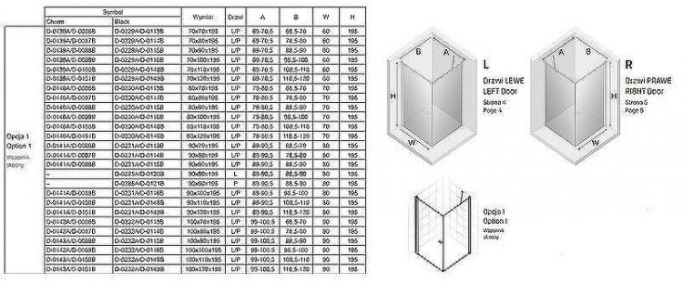 Душевой уголок New Trendy New Soleo Black 100х90 D-0232A/D-0115B профиль Черный стекло прозрачное