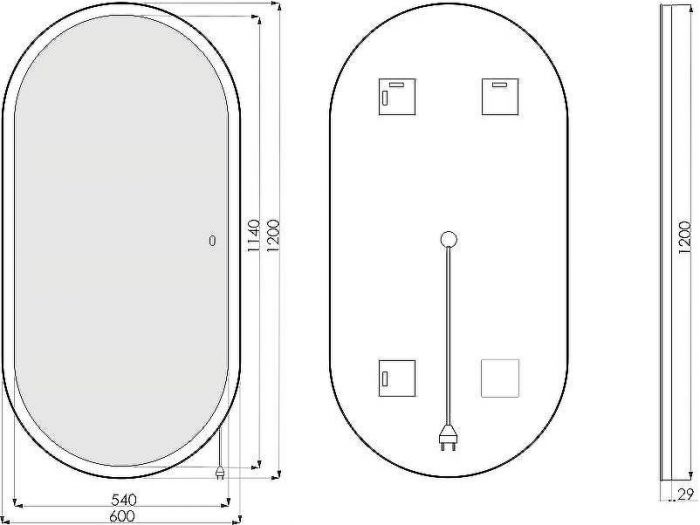 Зеркало STWORKI Мальмё 120 LED-00002201 с подсветкой с сенсорным выключателем