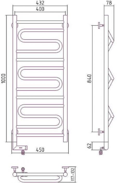 Электрический полотенцесушитель Сунержа Элегия 2.0 1000x400 L 00-5218-1040 Хром