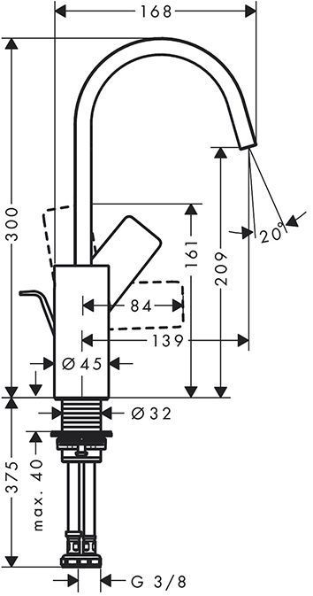 Hansgrohe Vivenis Смеситель для раковины, на 1 отв., с поворотным изливом, с донным клапаном, цвет: хром