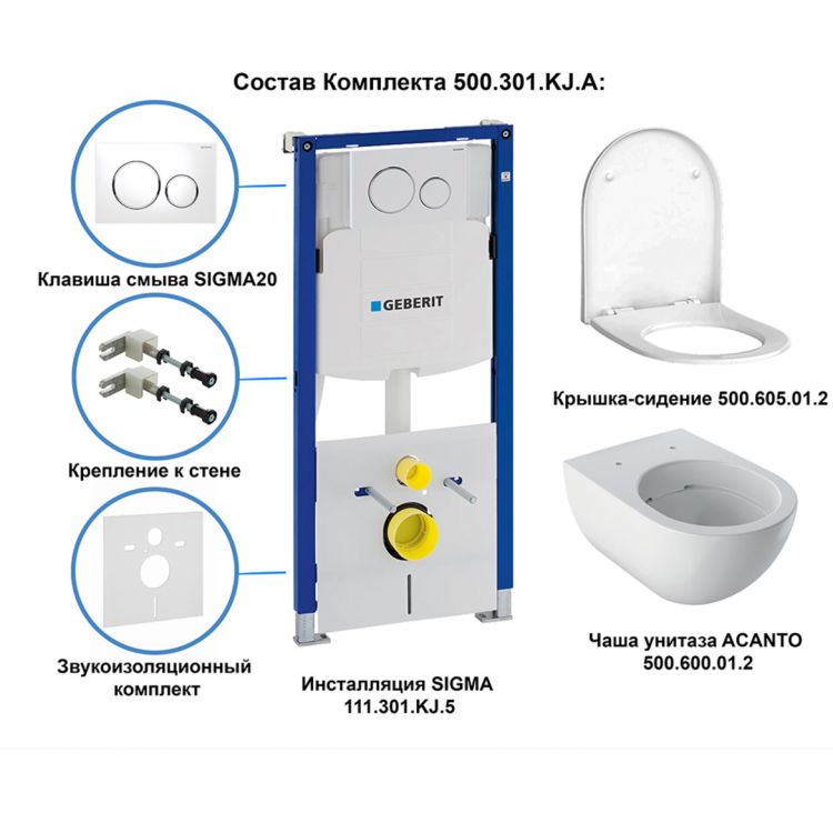 Комплект унитаза Geberit Acanto 500.301.KJ.A