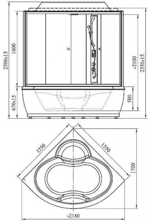 Душевой бокс Radomir Калифорния 155x155 1-04-1-0-0-0770 без гидромассажа