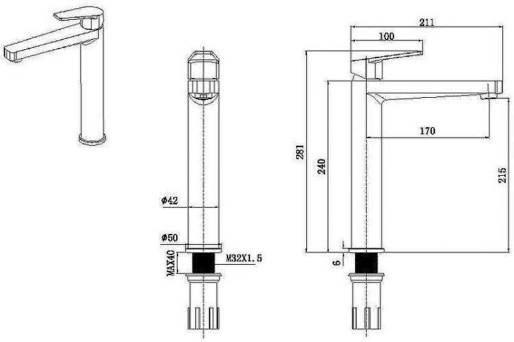 Смеситель для раковины Allen Brau Eclipse 5.E1002-00 Хром Смеситель для раковины Allen Brau Eclipse 5.E1002-00 Хром