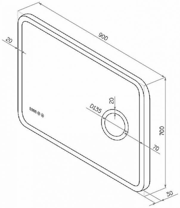 Зеркало Континент Bliss 900х700 ЗЛП86 с подсветкой с сенсорным выключателем с увеличительным зеркалом с подогревом с часами