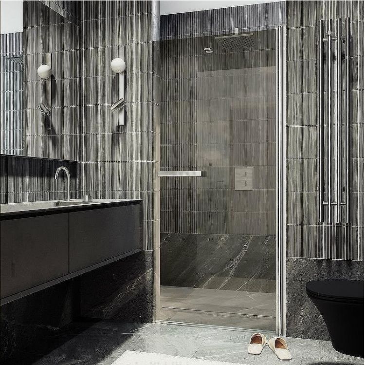 Душевая дверь Maybah Glass MGD-454-5 800x1980 на монопетле Хром матовый стекло бронзовое