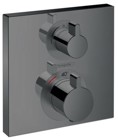 Hansgrohe Ecostat Square Термостат для душа, 2 источника, внешняя часть, цвет: шлифованный черный хром