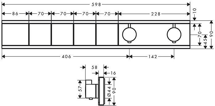 Hansgrohe RainSelect Термостат для душа, 4 источника, внешняя часть, цвет: черный матовый