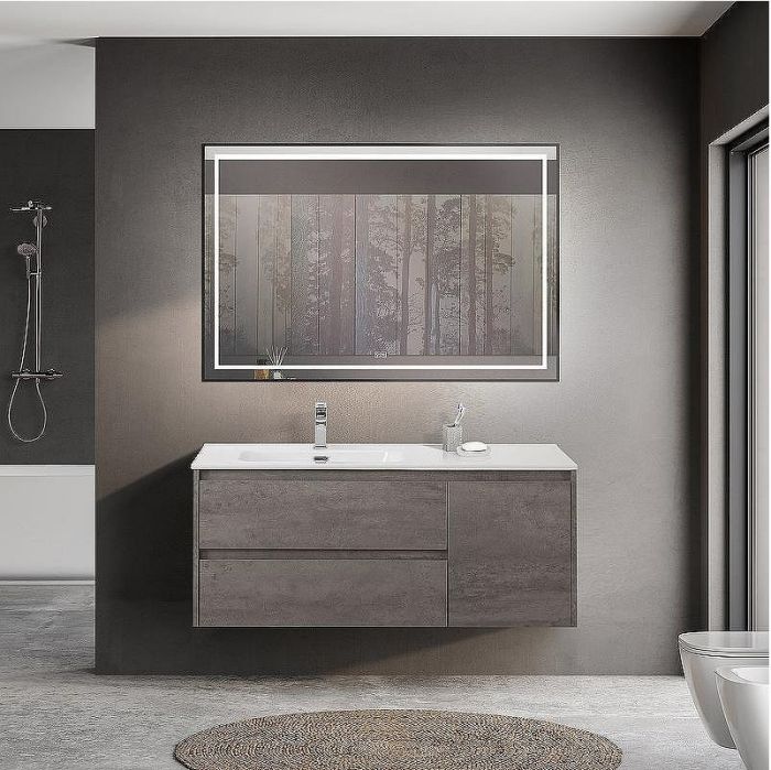 Тумба под раковину BelBagno Kraft 120 L KRAFT-1200-2C-1A-SO-CG-L подвесная Cemento Grigio