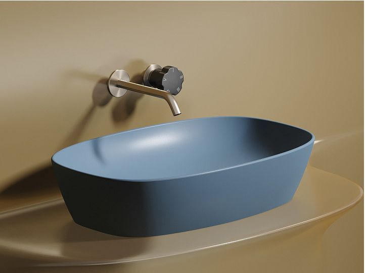 Умывальник CERAMICANOVA Element чаша накладная овальная (цвет Голубой Матовый) CN6049ML