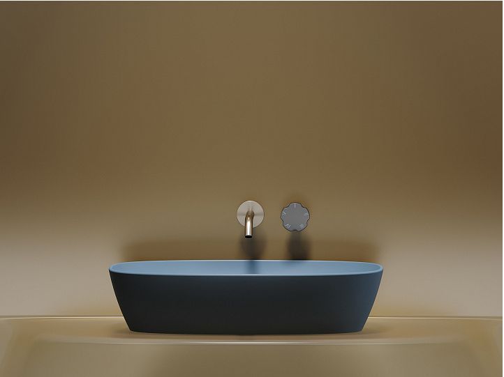 Умывальник CERAMICANOVA Element чаша накладная овальная (цвет Голубой Матовый) CN6049ML