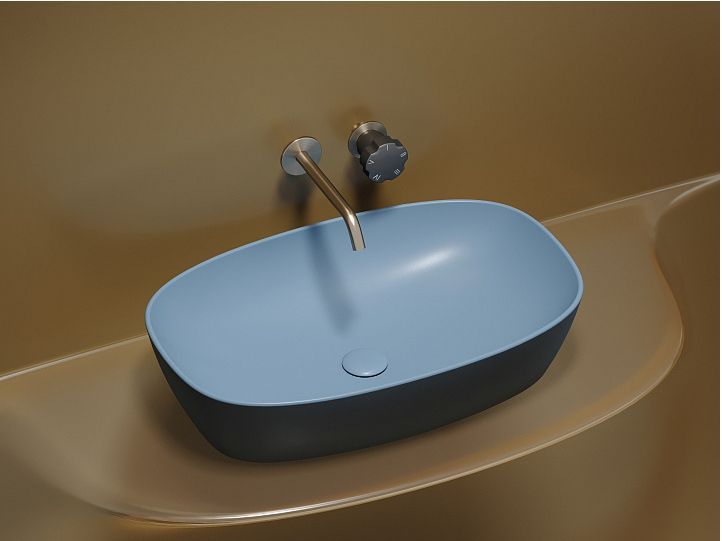 Умывальник CERAMICANOVA Element чаша накладная овальная (цвет Голубой Матовый) CN6049ML