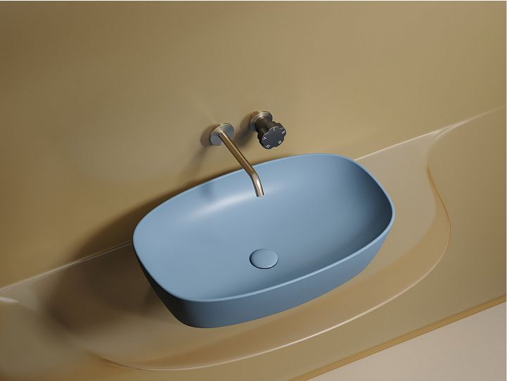 Умывальник CERAMICANOVA Element чаша накладная овальная (цвет Голубой Матовый) CN6049ML