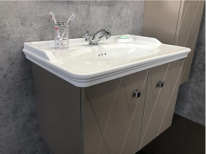 Тумба с раковиной Comforty Кремона 80 00-00001040 подвесная Латте