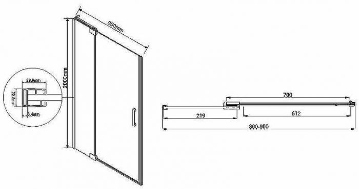 Душевая дверь Vincea Extra 90 VDP-1E8090CG профиль Хром стекло тонированное