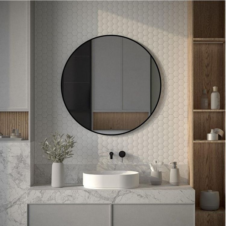 Зеркало Defesto Aura 90х90 DF 2986R с подсветкой 28W-4500K/ИК - выключатель/Нейтральный белый свет/Черная рама Зеркало Defesto Aura 90х90 DF 2986R с подсветкой 28W-4500K/ИК - выключатель/Нейтральный белый свет/Черная рама