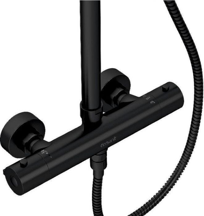 Душевая система Cersanit Brasko Black 63112 с термостатом Черная матовая