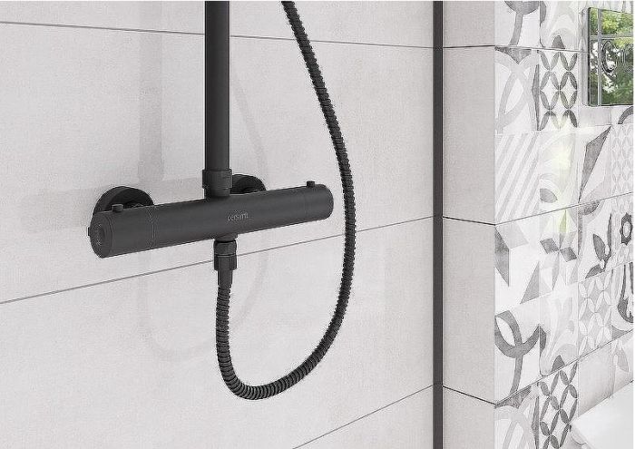 Душевая система Cersanit Brasko Black 63112 с термостатом Черная матовая