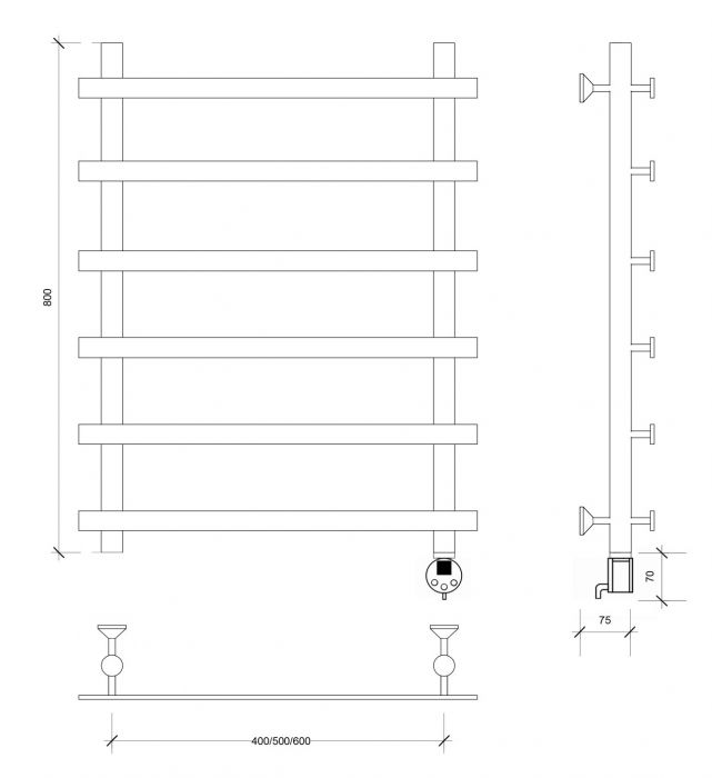 Полотенцесушитель электрический Secado Понтида 1 80x40x50 графит