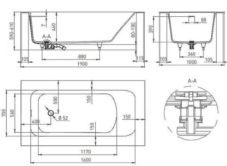 Ванна из искусственного камня Salini Orlanda Kit Plus 190х100 102124M Белая матовая Ванна из искусственного камня Salini Orlanda Kit Plus 190х100 102124M Белая матовая