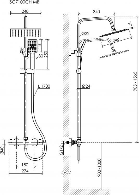 Душевая система Sancos Kanedo с термостатом хром,SC7100CH