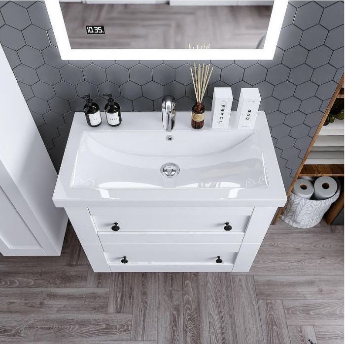 Тумба под раковину Бриклаер Хелена 80 4627125416415 подвесная Рамочный белый