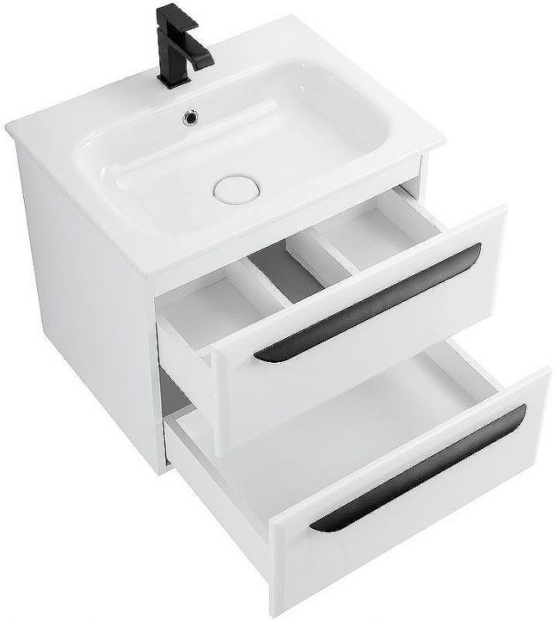 Тумба под раковину Cezares Eco-Cer 60 ECO-CER-600-2C-SO-BL подвесная Bianco Lucido без ручек