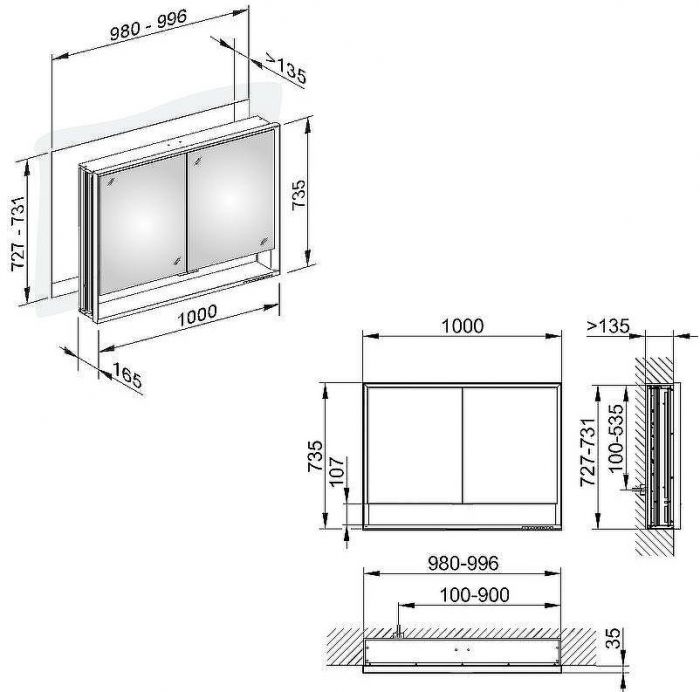 Зеркальный шкаф Keuco Royal Lumos 100 14314171301 с подсветкой Серебристый