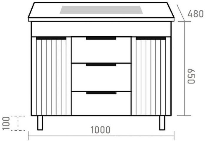 Тумба с раковиной Brevita Enfida 100 УТ000014839 Бежевая матовая