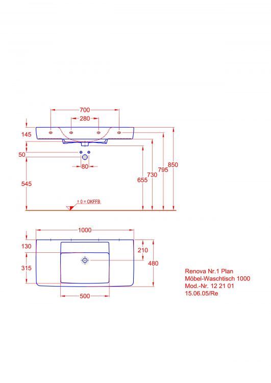 Раковина Keramag Renova Nr.1 Plan, 122101000