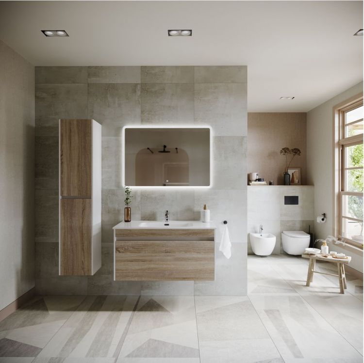 Шкаф-пенал SANCOS Smart подвесной, дуб бардолино/белый 350х300х1600, PSM35E