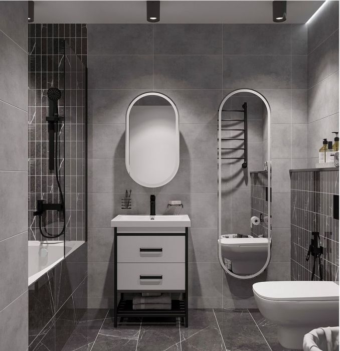 Зеркальный шкаф STWORKI Мальмё 45 МВК074 с подсветкой цвет Белый