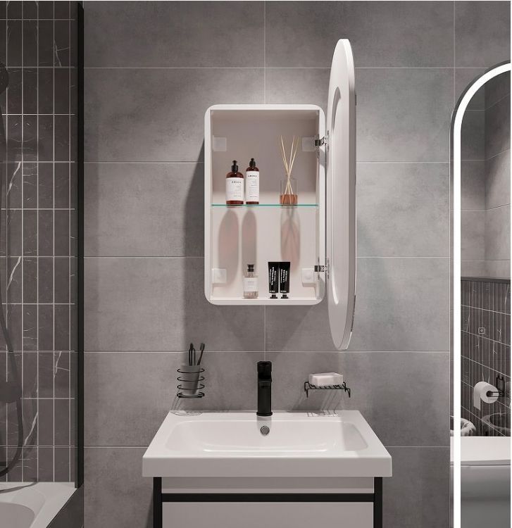 Зеркальный шкаф STWORKI Мальмё 45 МВК074 с подсветкой цвет Белый