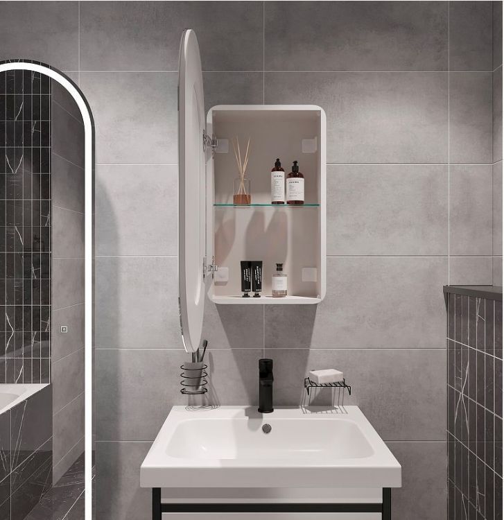 Зеркальный шкаф STWORKI Мальмё 45 МВК074 с подсветкой цвет Белый