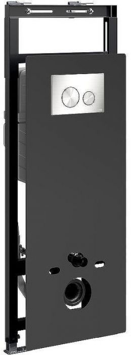 Инсталляция WasserKRAFT Salm 27TLT.010.ME.BL.BN02 для унитаза Черное стекло с клавишей смыва Никель