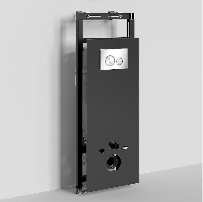 Инсталляция WasserKRAFT Salm 27TLT.010.ME.BL.BN02 для унитаза Черное стекло с клавишей смыва Никель