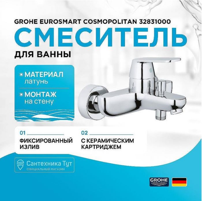 Смеситель для ванны Grohe Eurosmart Cosmopolitan 32831000 Хром