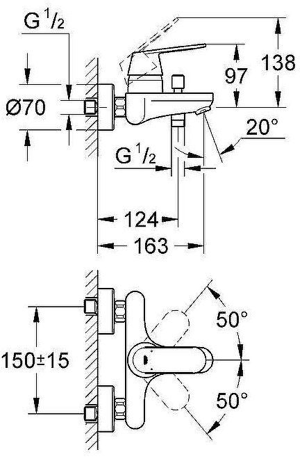 Смеситель для ванны Grohe Eurosmart Cosmopolitan 32831000 Хром