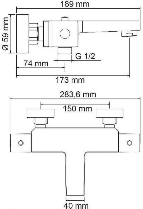 Смеситель для ванны WasserKRAFT Alme 1511 Thermo с термостатом Хром