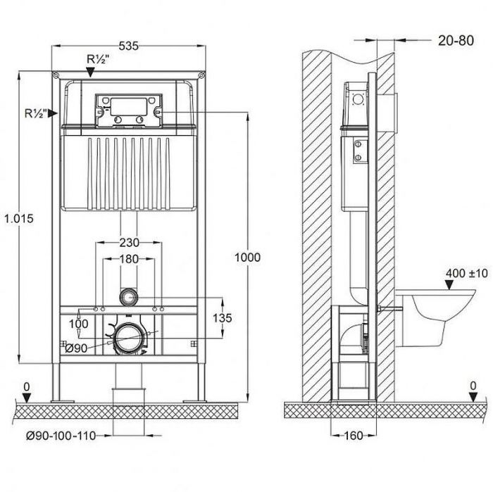 Инсталляция Bettoserb Sava Free Standing SFS40006466 для унитаза с клавишей смыва Белый глянец