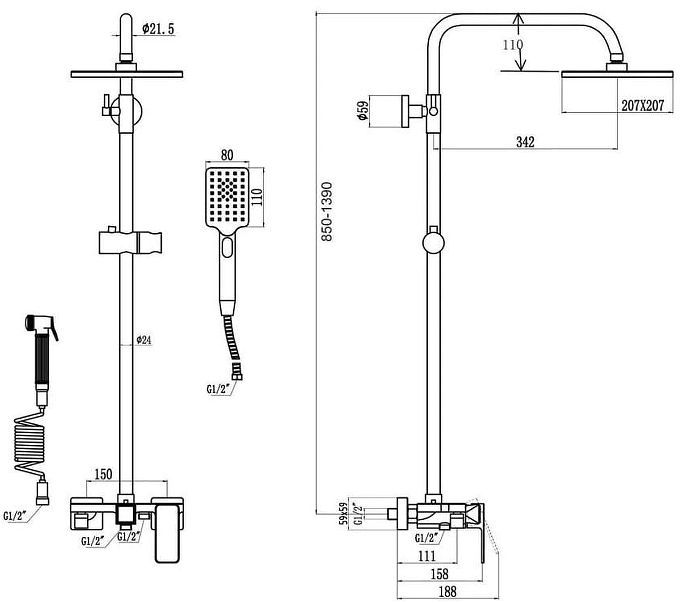 Душевая система D-Lin D10A13 цвет Хром
