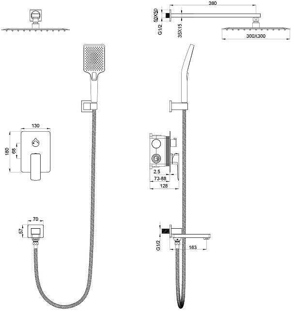 Душевая система Oliveeka D OL-939003-CR цвет Хром Душевая система Oliveeka D OL-939003-CR цвет Хром