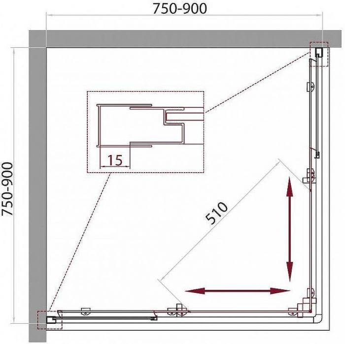 Душевой уголок BelBagno Unique 90х90 UNIQUE-A-2-75/90-C-Cr профиль Хром стекло прозрачное