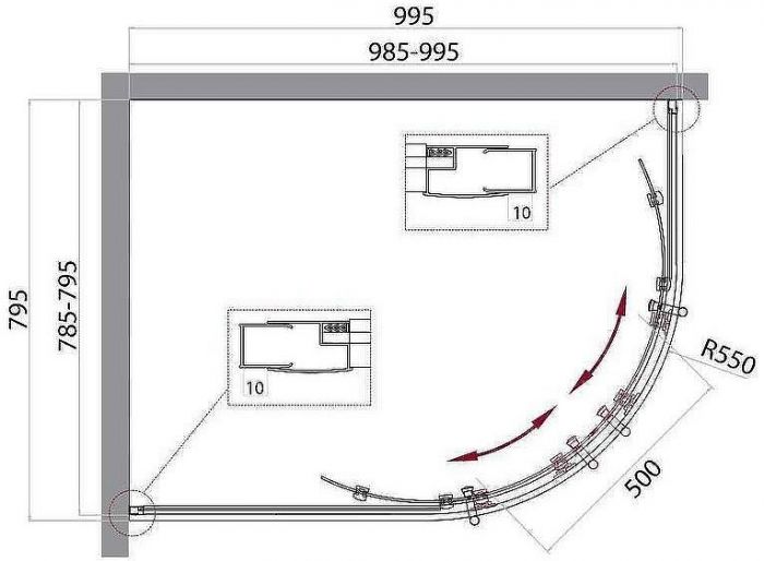Душевой уголок BelBagno Uno 100х80 UNO-195-RH-2-100/80-C-Cr профиль Хром стекло прозрачное