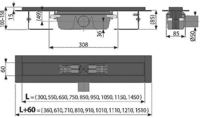 Душевой лоток Alcaplast APZ1BLACK-750 без решетки