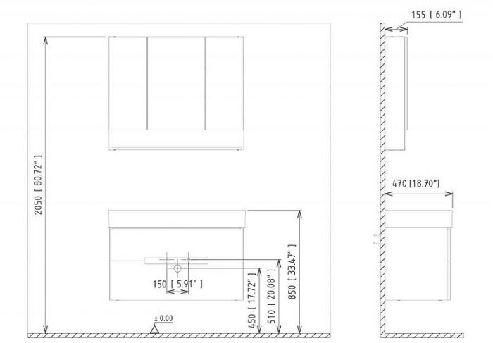 Тумба с раковиной Orka Malta 100 5001477 подвесная цвет Белый матовый