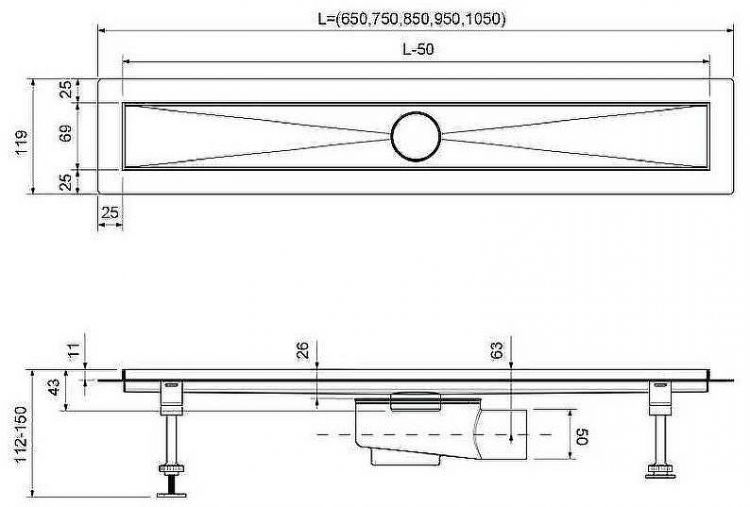 Душевой лоток Timo Drain System 90 DS230209/00 с решеткой Хром / под плитку