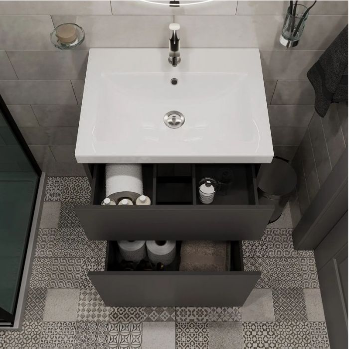 Тумба под раковину 1MarKa Aris 70Н Ц0000035780 цвет Антрацит Монолит дарк