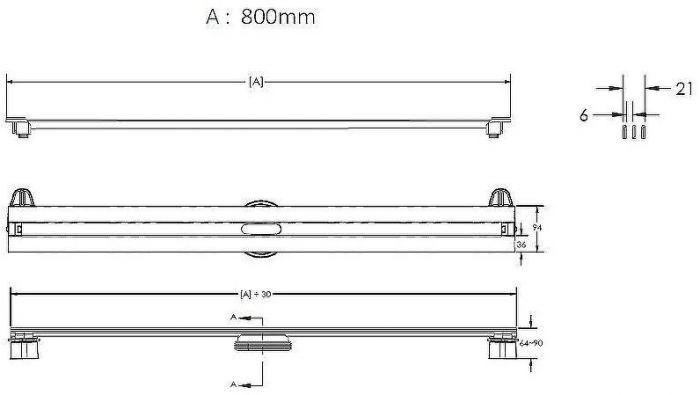 Душевой лоток Berges Super Slim 800 092154 с решеткой Золото глянец